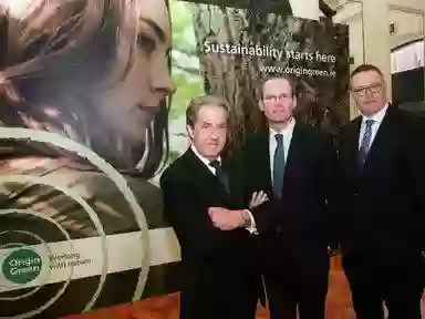 Bord Bia programme looks to build Irish food and drink's green cred Pictured: Aidan Cotter, Minister for Agriculture, Food and the Marine Simon Coveney and Michael Carey
