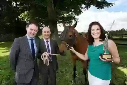 Equilume light mask for horses is ‘One to Watch’ Minister of State for Research & Innovation, Sean Sherlock TD (left) and Dr. Keith O'Neill, Enterprise Ireland with Dr Barbara Murphy