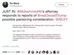 Donald Trump seeks to pardon Muhammad Ali